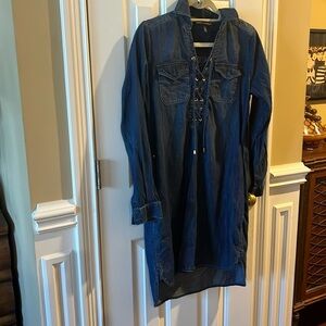 Denim Dress. Never worn. 34” long
